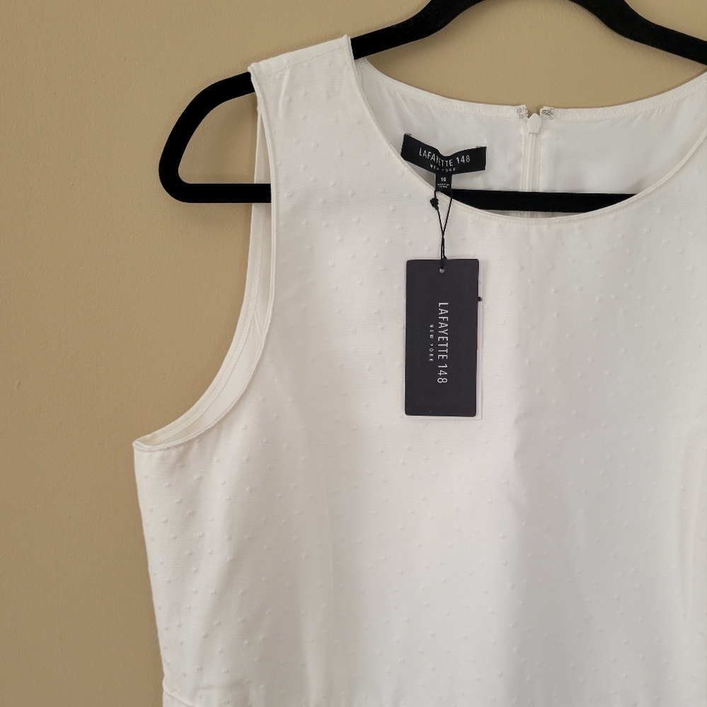 NWT Lafayette 148 New York White Textured Midi Dress